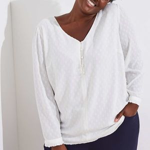 NWT LOFT Plus Clip Dot V-Neck Blouse